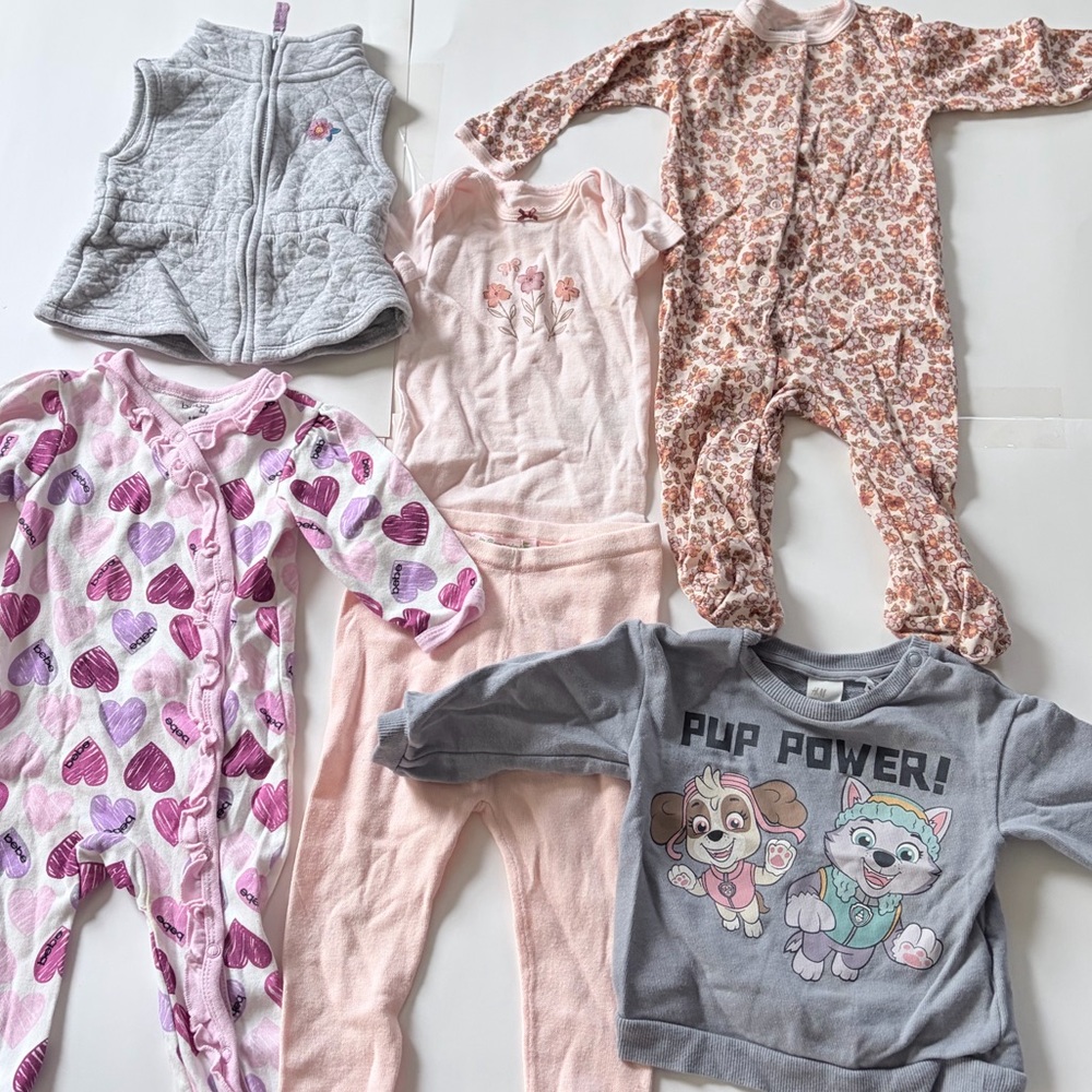 Baby girl bundle 6m Carter's Gray 'Pup Power!' Bebe H&M Bonpoint